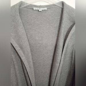 Cleo Women's Grey Long Open Front Hooded Pockets Cardigan Size Small